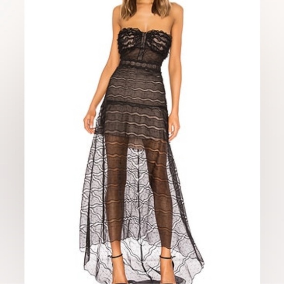 Alexis Dresses & Skirts - Alexis Black Strapless Lace gown size medium